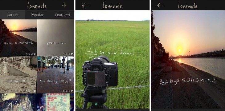 loneapp 730x361 Lonenote is an adorable photo app that lets you add handwritten notes to your images