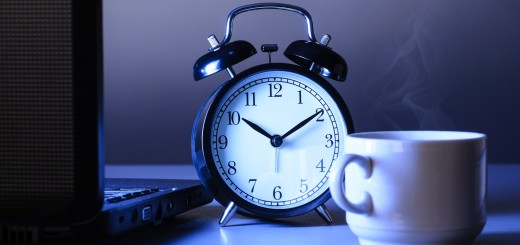 clock coffee laptop night