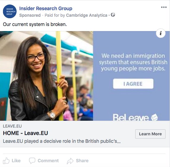 Facebook Ad Library: Only 3 Brexit ads for whole month. Yeah, right!
