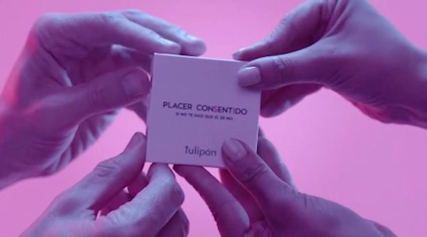 Consent condom requires four hands to open package