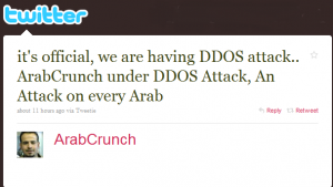 ArabCrunch DDoS Attack Tweet