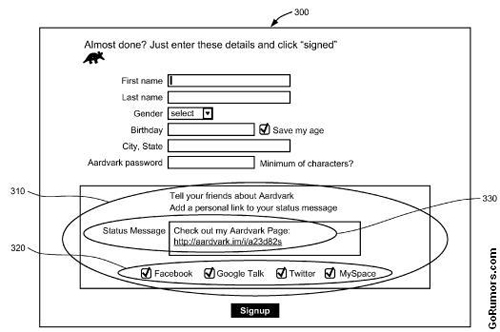 Aardvark patent application