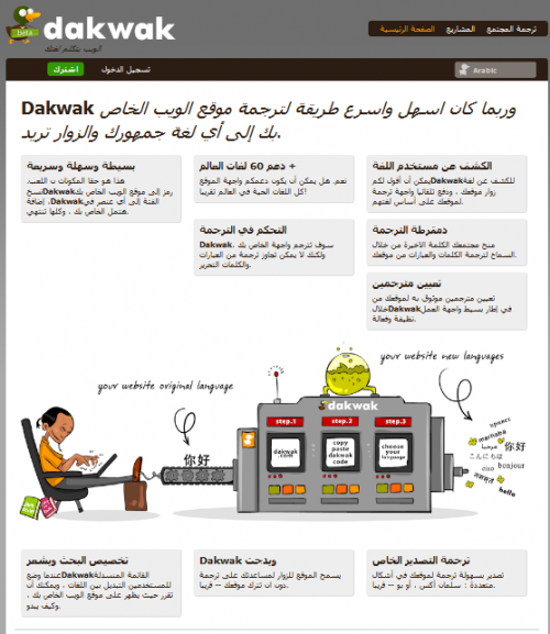 Dakwak Homepage in Arabic losing appropriate Styling and Context