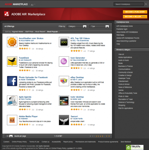 Official Adobe Air Marketplace screenshot