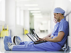 Doctors with Laptops never look serious, maybe it's because most of the time we see them with stethoscopes & blades