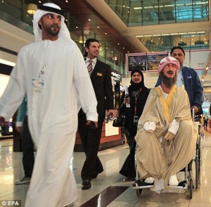 Robot Ibn Sina arriving at the airport