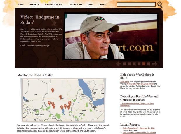 George Clooney on Sattelite Sentinel Homepage
