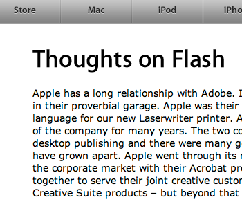 Steve Jobs: “Gedanken über Adobe Flash”