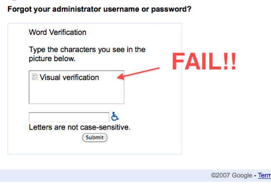 Google Apps visual verification FAIL!