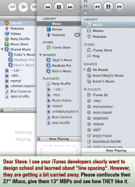 iTunes Designers vs Small Computer Screens