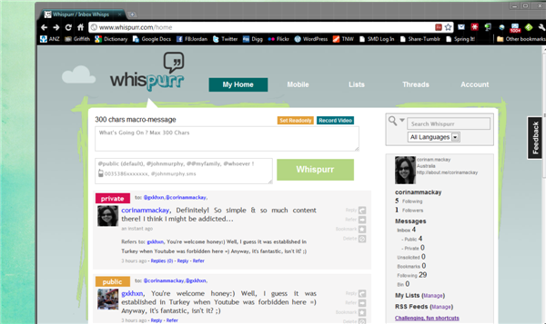 Try This: Whispurr. A New “Macro” Messaging Service.