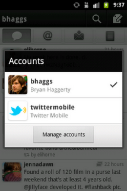 Twitter for Android gets multiple accounts and push notifications