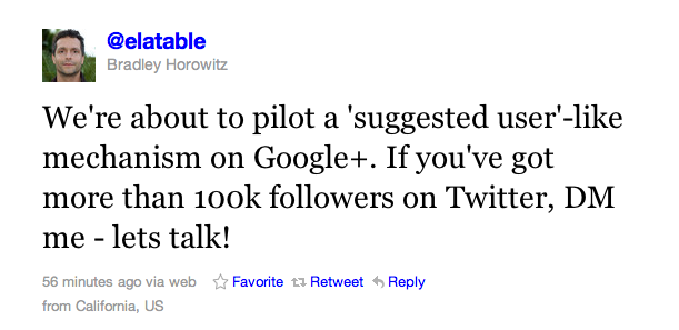 100k+ followers on Twitter? Google+ may put you on its new suggested user list