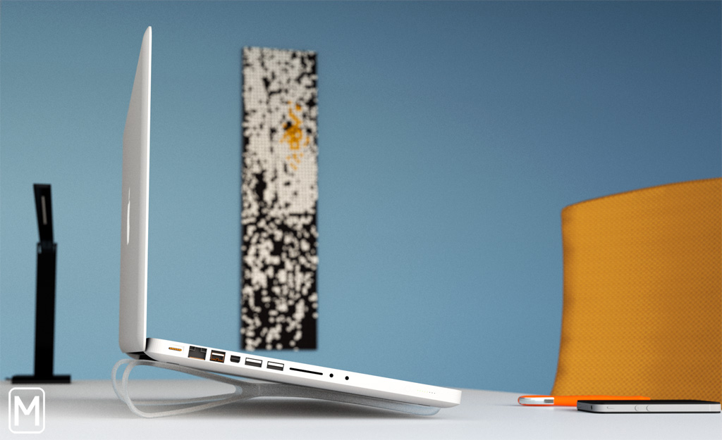 You’ll want this: “The Prop”, a smart, portable laptop stand