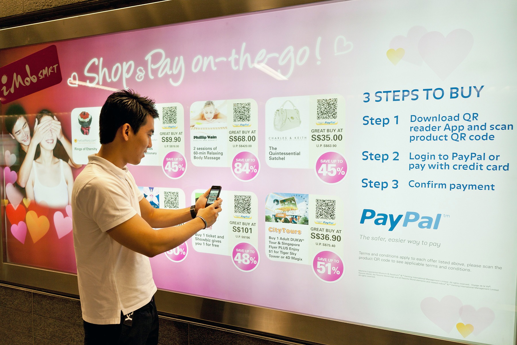 PayPal trials QR code mobile shopping on Singapore’s metro service