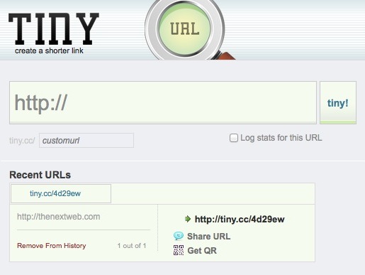 Tiny.cc URL shortener and QR code generator