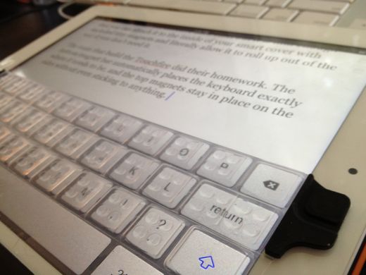 This iPad keyboard lets you touch type on your screen, then roll it up in your Smart Cover