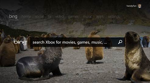 Bing on Xbox screenshot