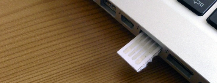 intelliPaper adds a disposable USB drive to your business card, advertising mailer or magazine insert ...