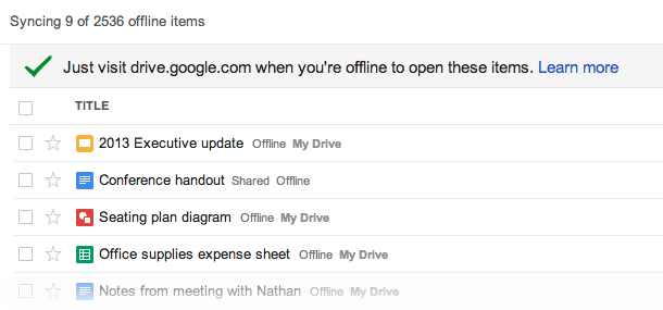 Google Drive sync offline