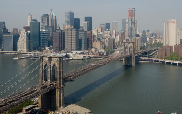 The Brooklyn Bridge, lower Manhattan and