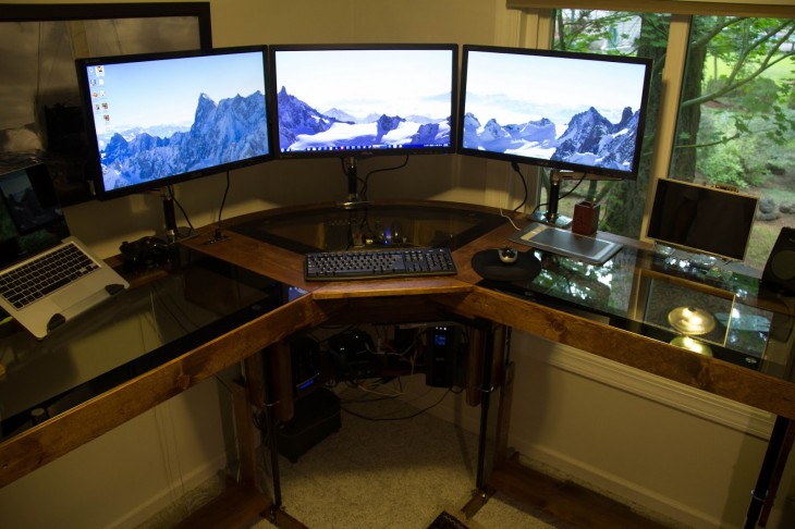 The Ultimate Computer Desk And Case Adjustable For Sitting Standing