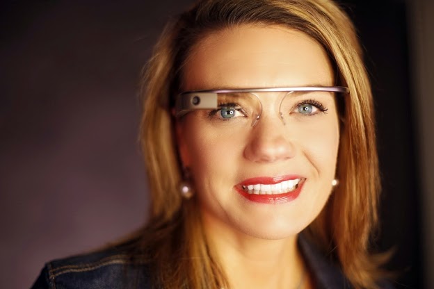 Sarah Hill wearing Google Glass