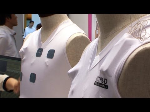 Video thumbnail for youtube video Wearable electrodes from Japan let users monitor their heart rates just by slipping on a T-shirt