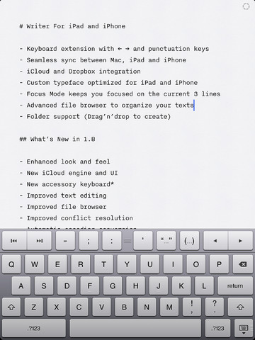 iA Writer app iPad
