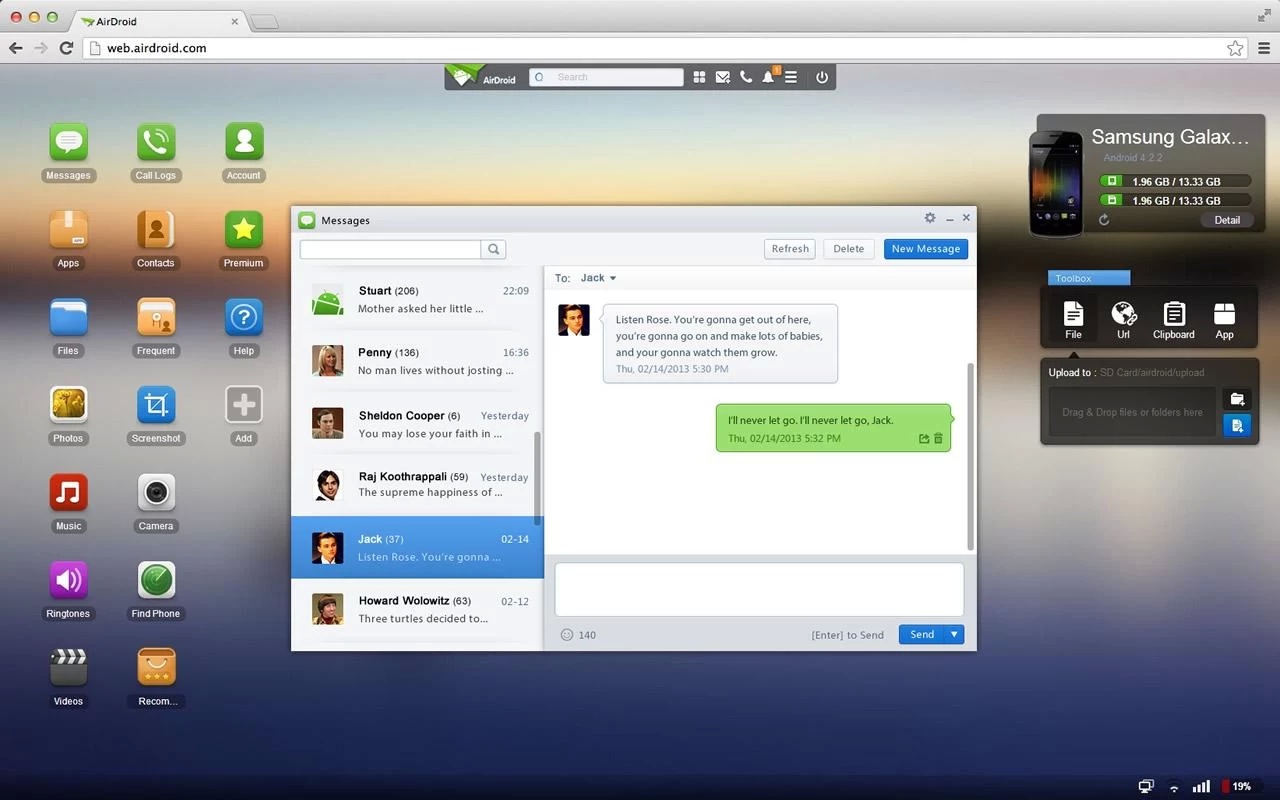 AirDroid allows you to send text messages through your phone from the comfort of a desktop browser.