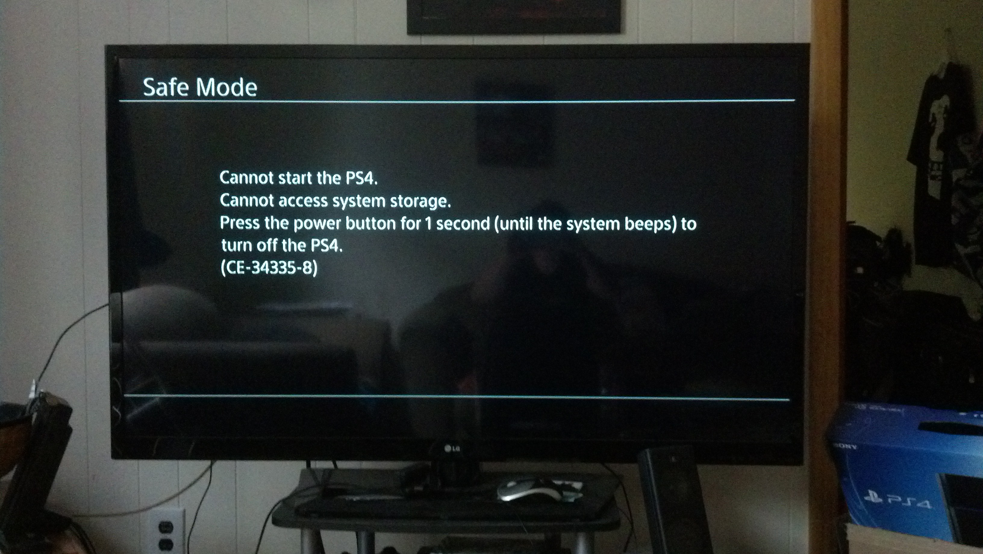 Получение сообщения об ошибке CE-34335-8: Не удается запустить PS4.  Не удается получить доступ к системному хранилищу.