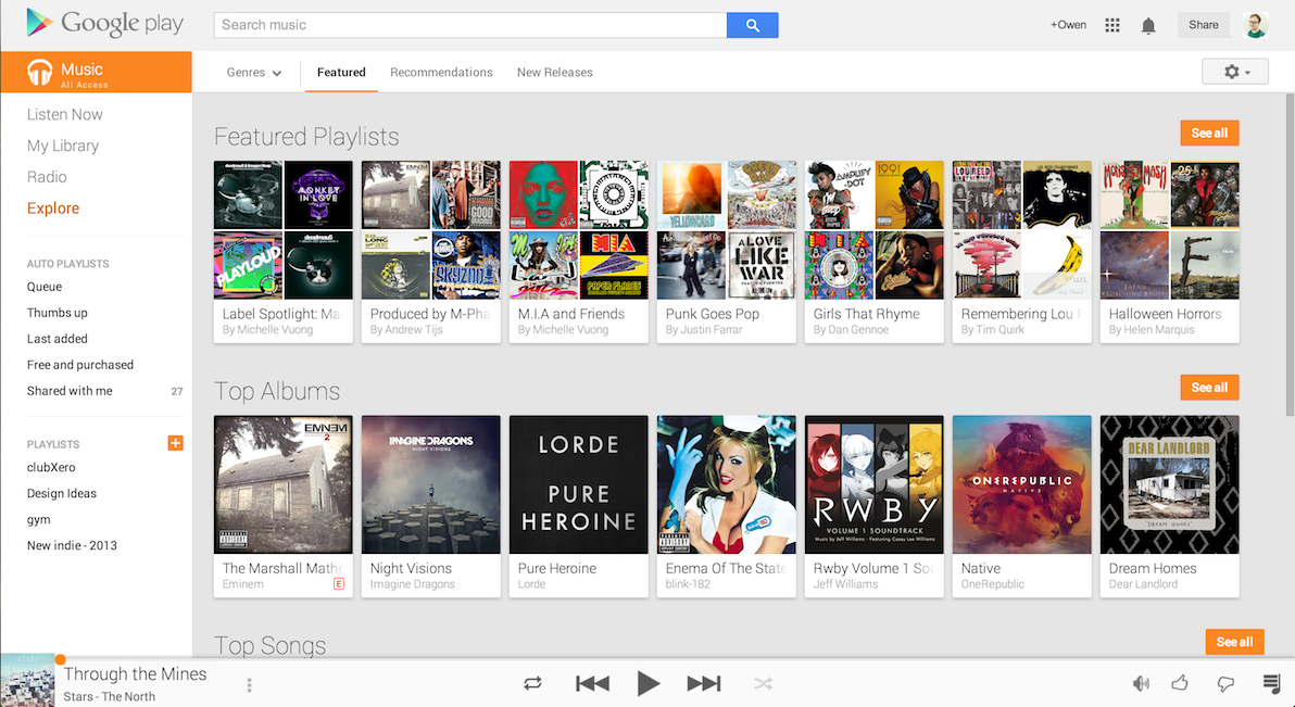 Google Music discovery tool