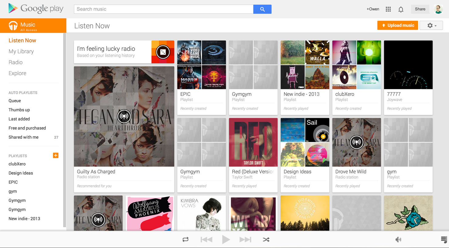 Google Music listen now function