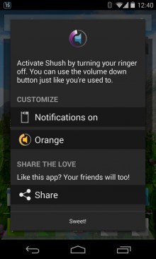 The simple preferences screen of Shush allows you to change the highlight colour and turn it on or off.