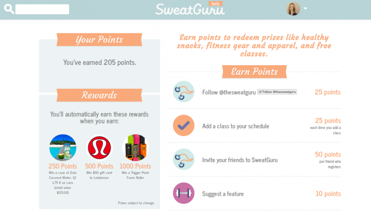 SweatGuru rewards