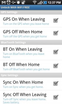 It includes options to automatically toggle Auto Sync, Bluetooth, GPS and WiFi depending on whether you’re on trusted wireless networks.