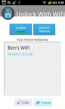Unlock With WiFi automatically unlocks your phone on trusted wireless networks.