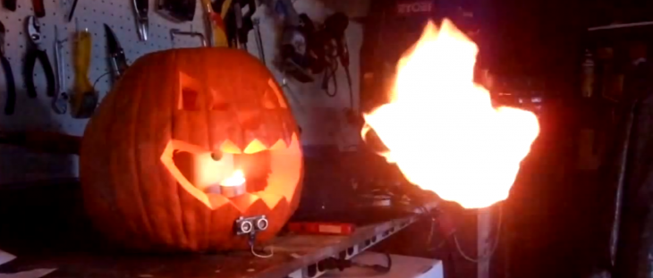 Here’s how you can build a fire breathing Jack-O-Lantern with an Arduino and a Glade sprayer