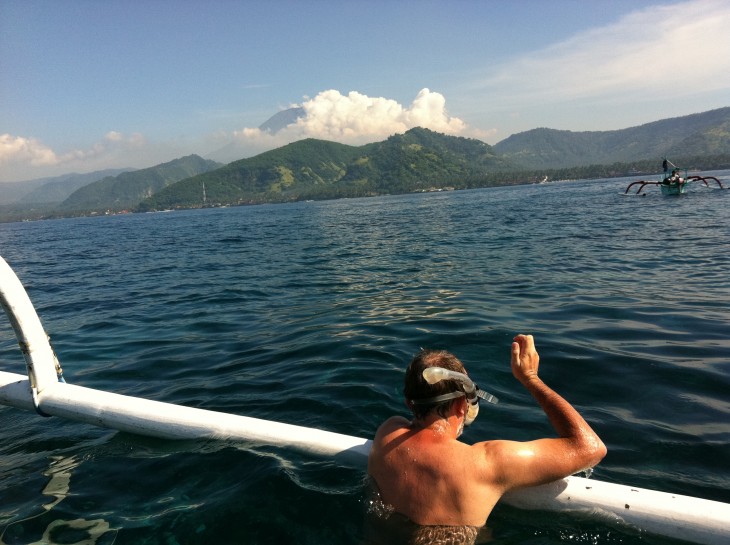 Stuart researching snorkelling spots Bali