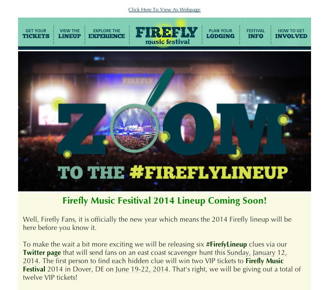 Firefly marketing email