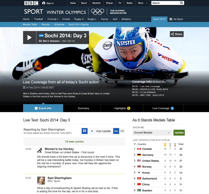 Winters live page - desktop screenshot
