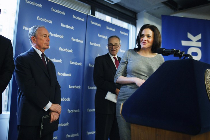 Facebook's Chief Operating Office Sheryl Sandberg Makes Announcement With Mayor Bloomberg