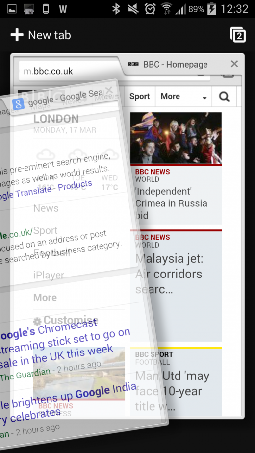 tabs on android browser