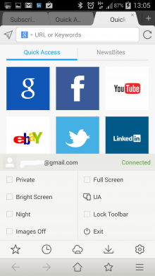 Maxthon App main menu