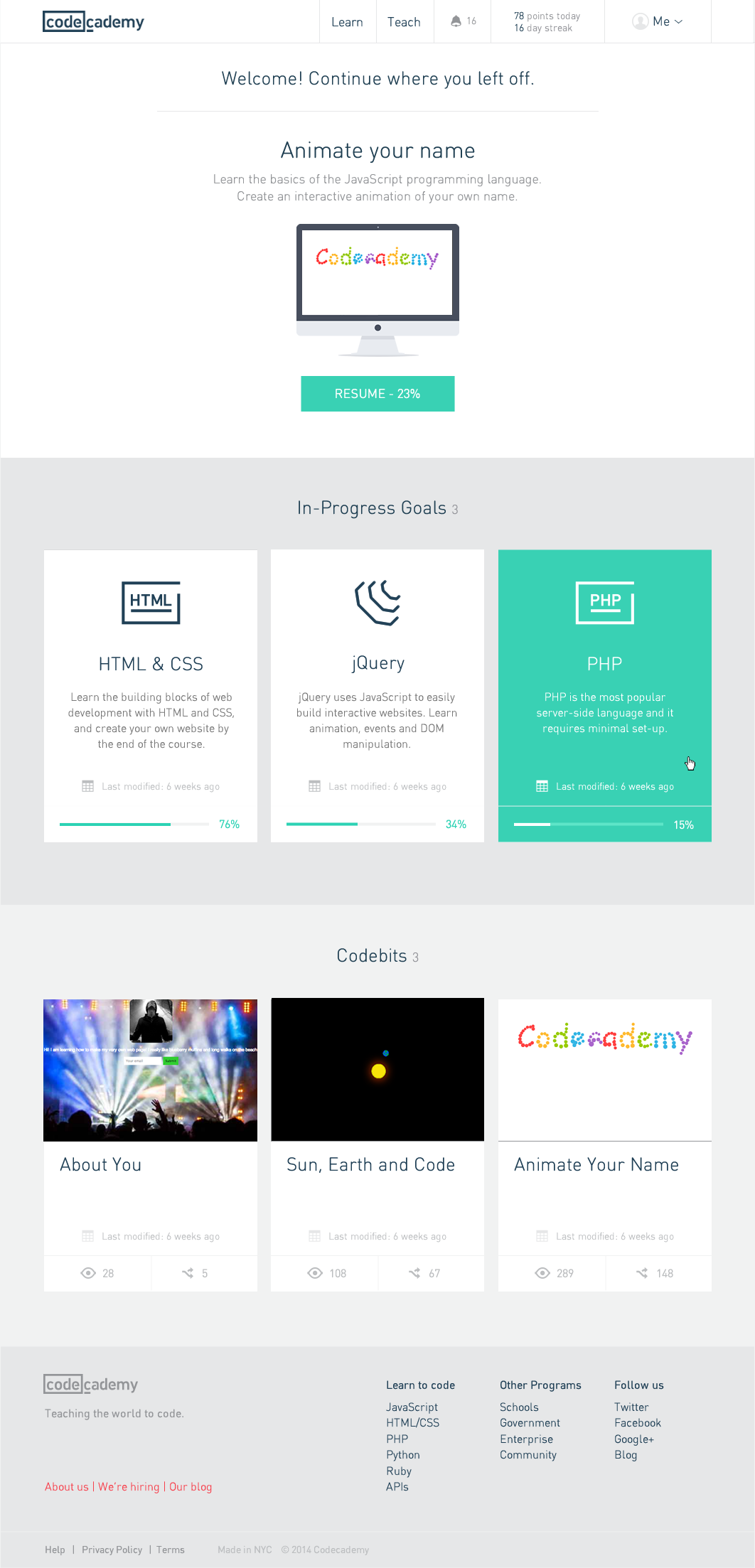 Codecademy Unveils Gorgeous Redesign of its 'Learn to Code' Site