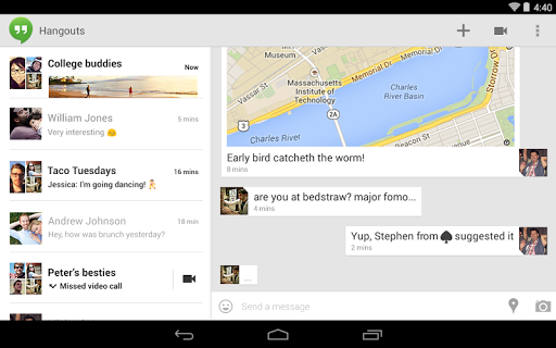 unnamed Google Hangouts for Android updated with merged conversations, simplified contact list, and homescreen widget