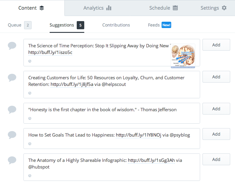 Buffer adds RSSstyle news feed and content suggestions to the social