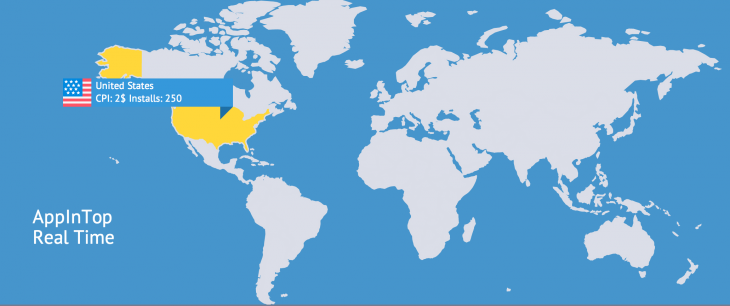 AppInTop's website displays usage around the world