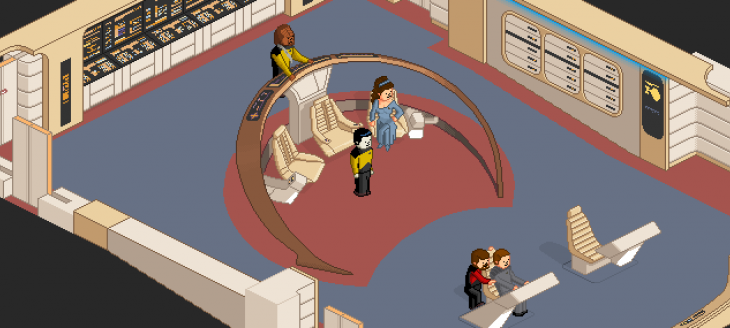 Play an adorable pixel art recreation of Star Trek