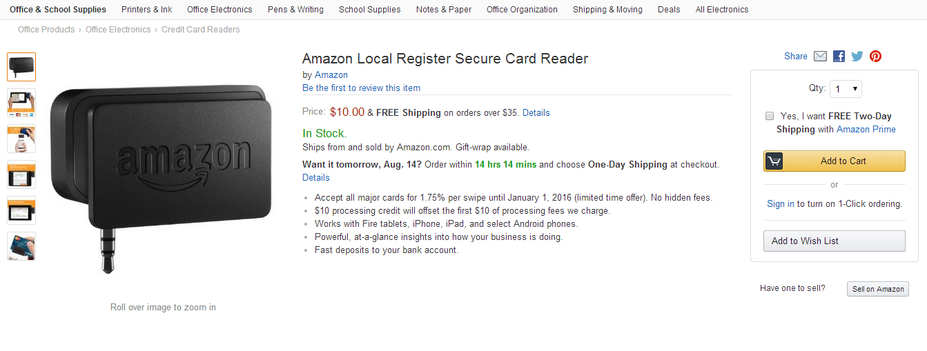 Amazon Launches its Own Credit Card Reader